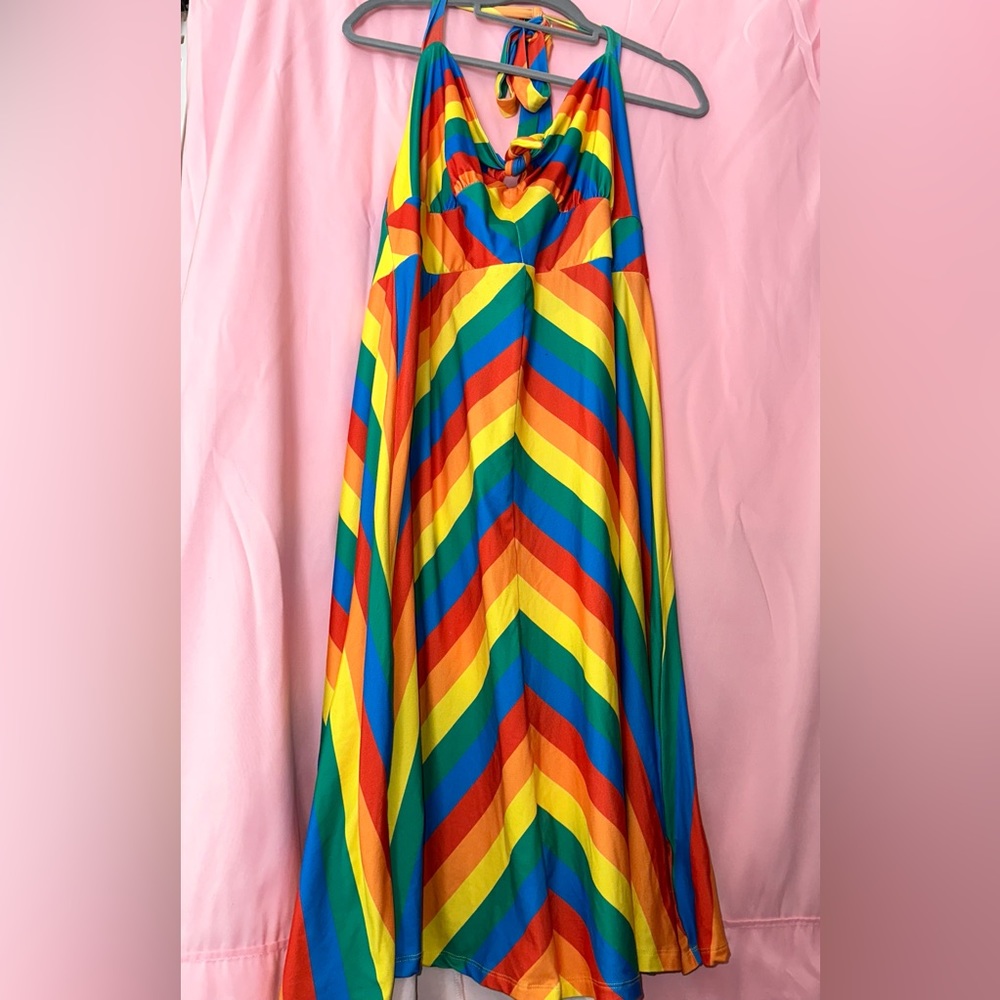 ModCloth Rainbow Midi Halter Dress